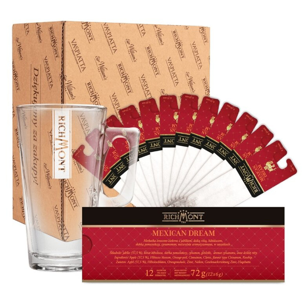 ZESTAW Herbata Richmont Mexican Dream 12 saszetek + Szklanka Richmont Hot 370ml