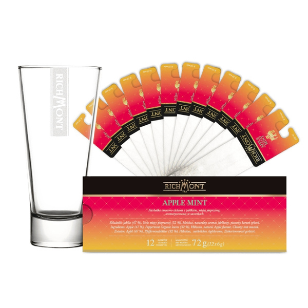 ZESTAW Herbata Richmont Apple Mint 12 saszetek + Szklanka Richmont  Ice 370ml