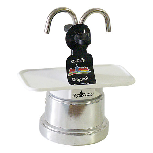 Kawiarka Top Moka Mini 2 filiżanki - srebrno biała