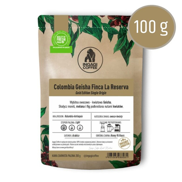 Kawa ziarnista Ingagi Coffee Colombia Geisha Finca La Reserva FILTR 100g