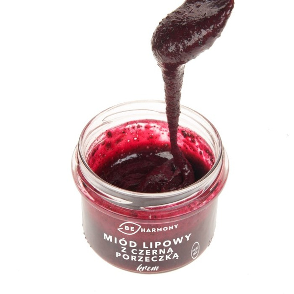 Miód lipowy z czarną porzeczką - krem mocno owocowy BEHARMONY 115g - NIEDOSTĘPNY
