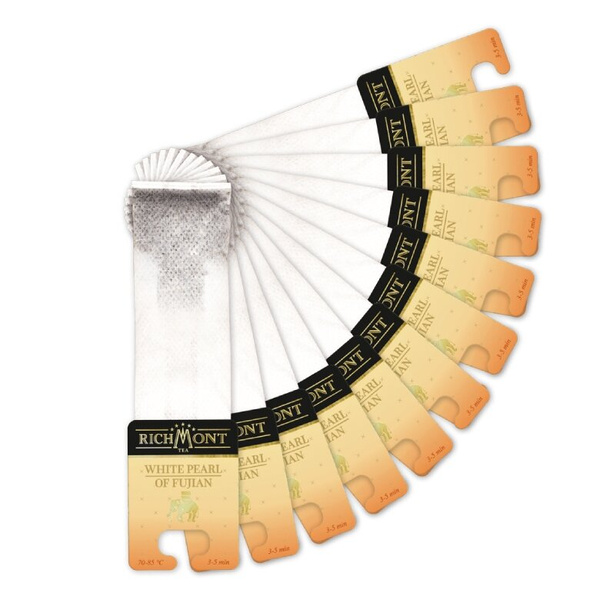 ZESTAW Herbata Richmont White Pearl of Fujian 12 saszetek + szklanka Richmont Hot 370ml