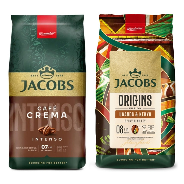 ZESTAW - Kawa ziarnista Jacobs Crema Intenso 1kg + Kawa ziarnista Jacobs Origins Kenya&Uganda 1kg