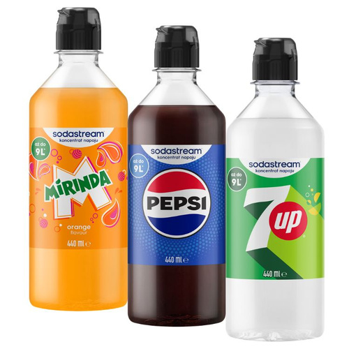 Zestaw syropów Sodastream Pepsi, Mirinda, 7Up 3x440ml