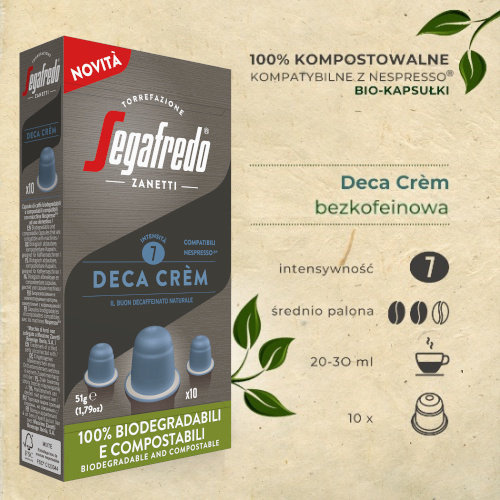 Kapsułki do Nespresso Segafredo Deca Crem - 10 szt - NIEDOSTĘPNY