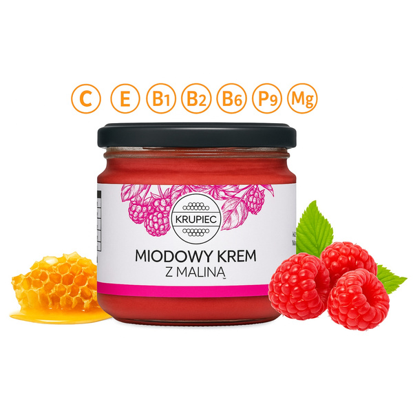 Miód z maliną Krupiec 250g