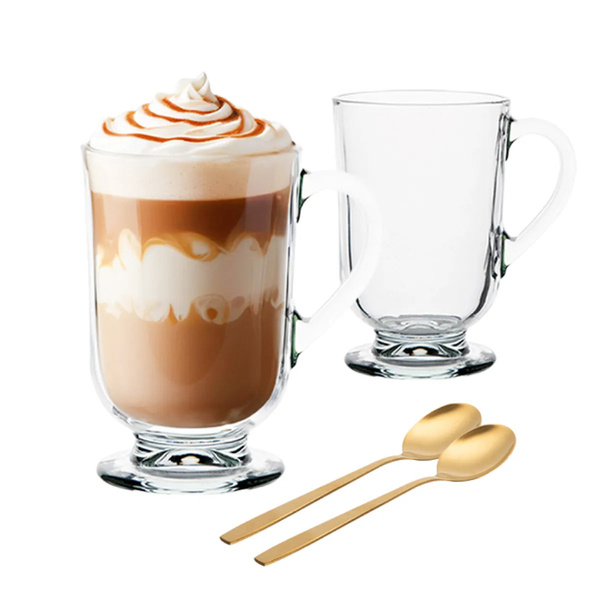 Szklanki Altom Design Werona 310 ml ze złotymi łyżeczkami - 2 sztuki