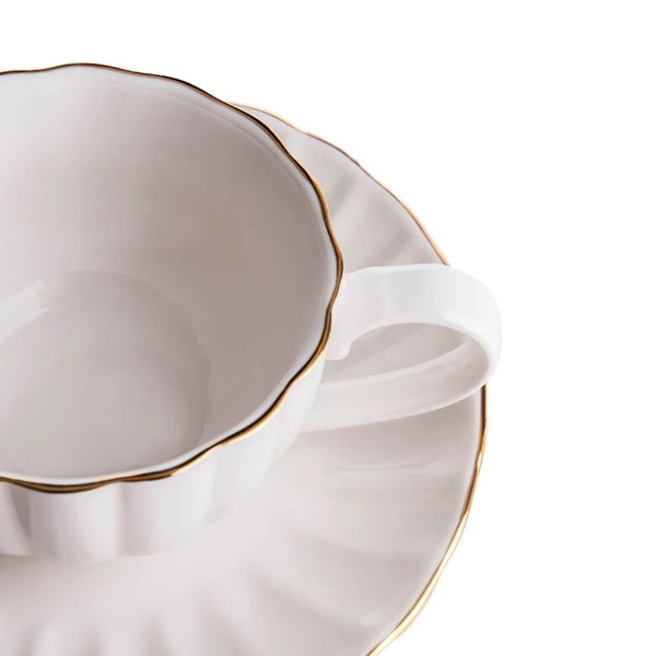 Filiżanka Homla Melida ze spodkiem 10x6cm - Biała - NIEDOSTĘPNY