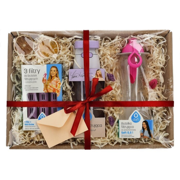 Zestaw prezentowy Dafi - 2 butelki, nakrętka i fioletowe filtry