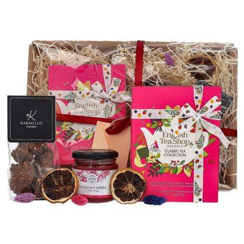 Zestaw prezentowy - Herbaty w piramidkach, miód i czekoladki