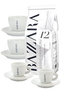 Bazzara Dodicigrancru 1kg + filiżanki do espresso i cappuccino