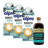 ZESTAW - Napój ALPRO Barista Coconut Kokosowo-sojowe 3x750 ml + Koncentrat kawowy Jacobs Espresso Concentrate Black Original 485ml