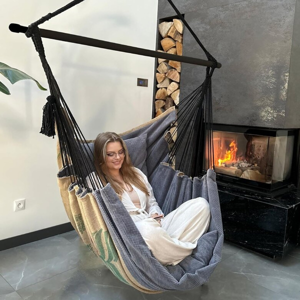 Hamak wiszący krzesło brazylijskie Coffee Swing XXL - Szary