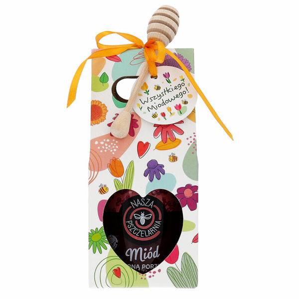 Miód z czarną porzeczką Nasza Pszczelarnia w kolorowym opakowaniu 420g