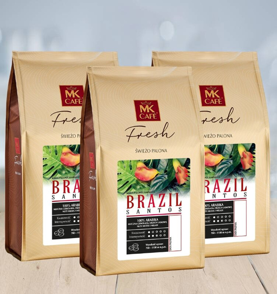 ZESTAW - Kawa ziarnista MK Cafe Fresh Brazil Santos 3x1kg