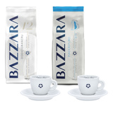 ZESTAW - Kawa ziarnista Bazzara DODICIGRANCRU 1kg + Kawa ziarnista Bazzara PIACEREPURO 1kg + 2x filiżanka ze spodkiem do kawy Espresso 70ml