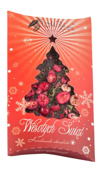 Gorzka czekolada świąteczna M.Pelczar Chocolatier z miętą i żurawiną 85g