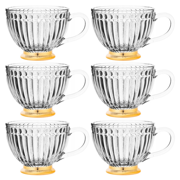 Zestaw szklanych kubków Altom Lili na złotej stopce 430ml - 6 szt.