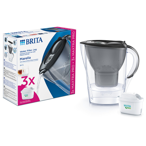 Dzbanek filtrujący BRITA Marella + 3x wkład MAXTRA PRO Pure Performance - Grafitowy
