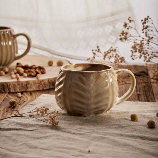 Kubek Homla Almos baryłka ze żłobieniem - Beżowy 380ml - NIEDOSTĘPNY