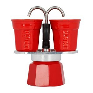 Kawiarka Bialetti Mini Express 2tz + filiżanki - Czerwona - opinie w konesso.pl