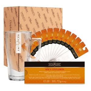 ZESTAW Herbata Richmont Spicy Cinnamon 12 saszetek + Szklanka Richmont Hot 370ml