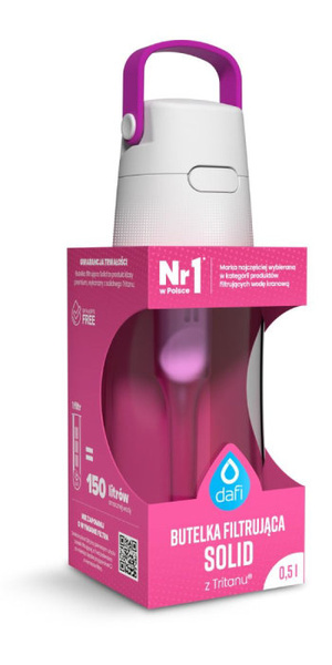 Butelka filtrująca Dafi SOLID 0,5 l + filtr węglowy - Flamingowy