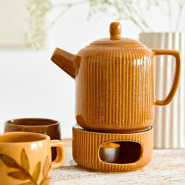 Dzbanek z podgrzewaczem Homla Mirande 950ml - Bursztynowy