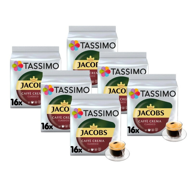 ZESTAW - Kapsułki Tassimo Jacobs Caffe Crema Classico 6x16 szt.