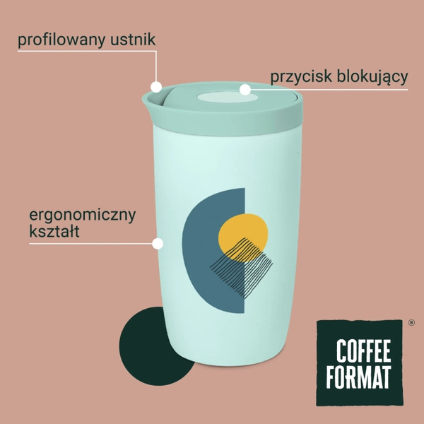 Kubek termiczny Coffee Format 350 ml - Miętowy z motywem drzew