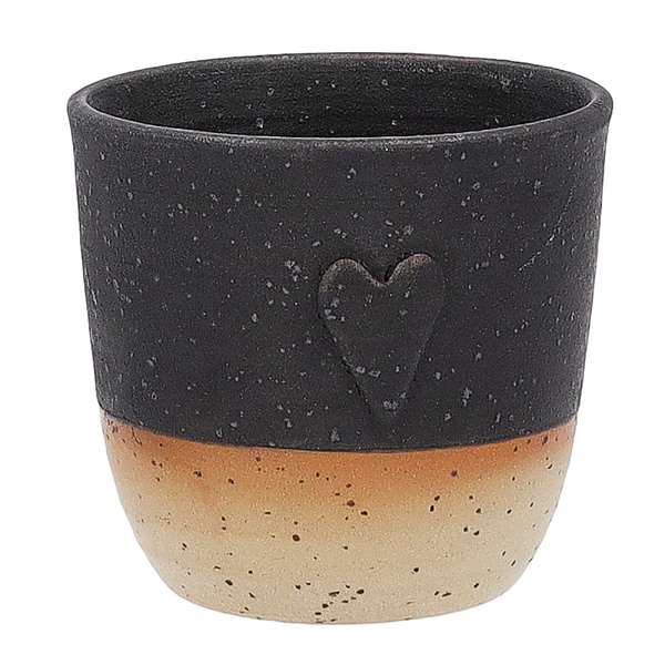 Ceramiczny kubek POTPOTSTUDIO - Heart Czarny 200 ml