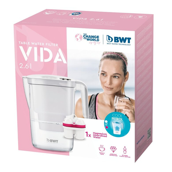 Dzbanek filtrujący wodę BWT Vida 2.6 l Niebieski - manualny z wkładem Mg2+