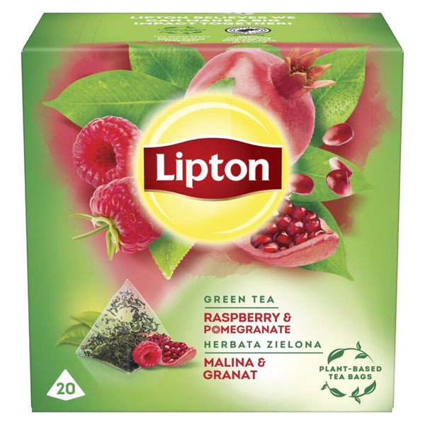 Herbata zielona aromatyzowana Lipton Malina i Granat 20x1,4g