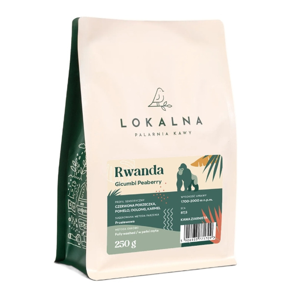 Kawa ziarnista Lokalna Palarnia Kawy Rwanda Gicumbi Peaberry Filtr 250g