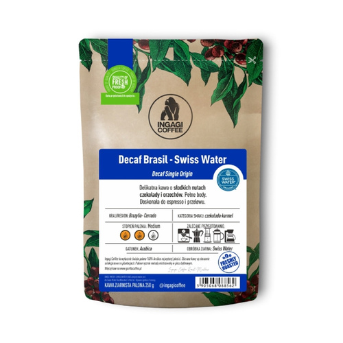 Kawa ziarnista Ingagi Coffee Decaf Brasil Swiss Water 250g - KAWA BEZKOFEINOWA