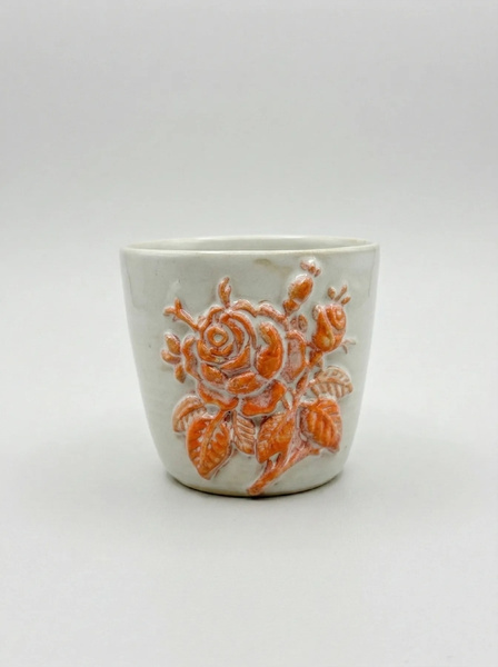 Ceramiczny kubek POTPOTSTUDIO - Pomarańczowa Róża 200 ml
