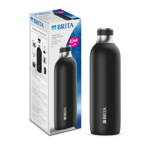Butelka ze stali nierdzewnej BRITA  sodaTRIO 1l - Czarna