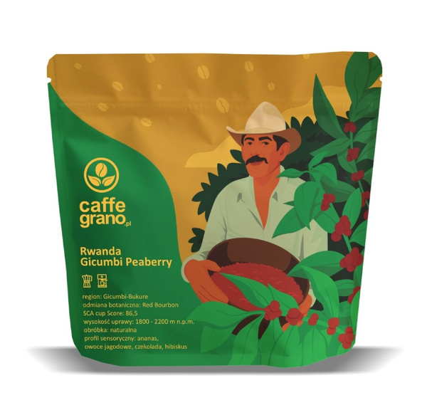 Kawa ziarnista Caffe Grano Rwanda Gicumbi Peaberry 250g