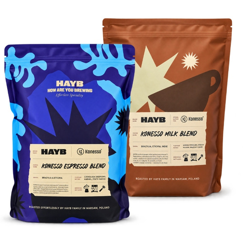 ZESTAW - Kawa ziarnista HAYB Konesso Milk Blend 1kg + Kawa ziarnista HAYB Konesso Espresso Blend 1kg