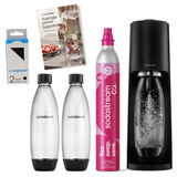 Saturator do wody gazowanej SodaStream Terra Czarny + 2 butelki + książka + 2 nakrętki