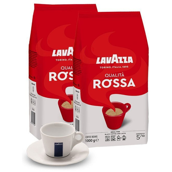 ZESTAW - Kawa Lavazza Qualita Rossa 2x1kg + Filiżanka Lavazza Cappuccino 160ml