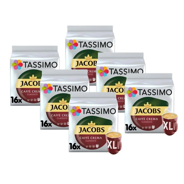 ZESTAW - Kapsułki Tassimo Jacobs Caffe Crema Classico XL 6x16 szt.
