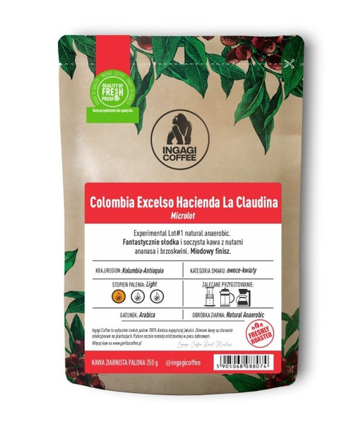 Kawa ziarnista Ingagi Coffee Colombia Excelso Hacienda La Claudina 250g – NIEDOSTĘPNY