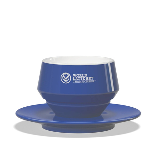 Filiżanka Club House World Latte Art Championship Geneva 300 ml - Niebieska - opinie w konesso.pl