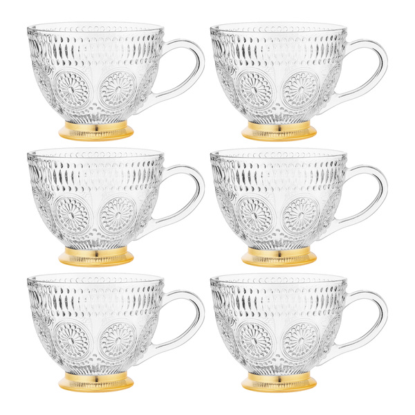 Zestaw szklanych kubków Altom Daisy na złotej stopce 430 ml - 6 szt.