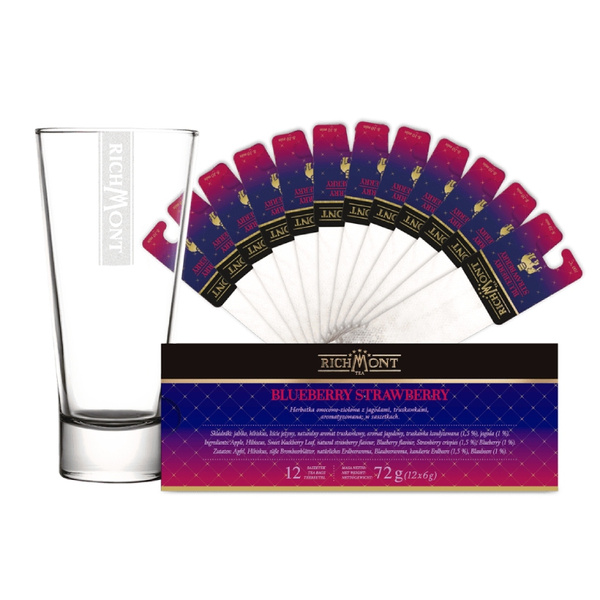 ZESTAW Herbata Richmont Blueberry Strawberry + Szklanka Richmont Ice 370ml