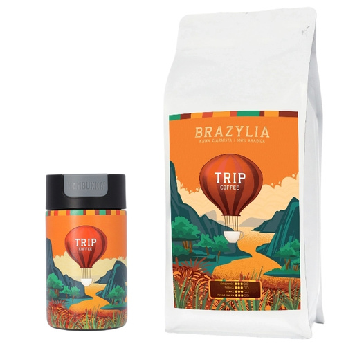 ZESTAW - Kawa ziarnista Trip Coffee Brazylia 1kg + kubek termiczny