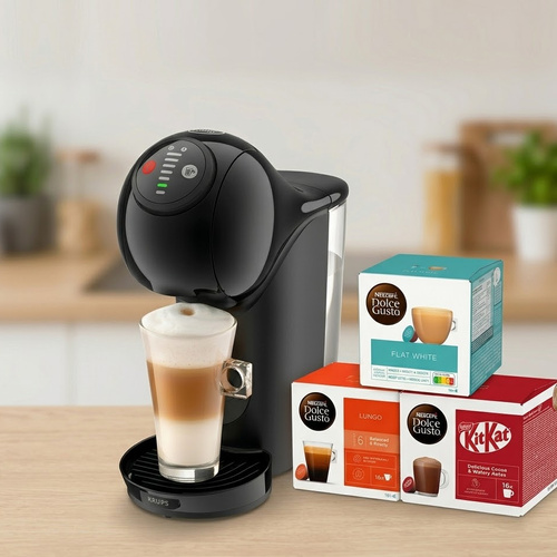 Ekspres na kapsułki Dolce Gusto KRUPS Genio S Antracyt KP243B10 + 3 OPAKOWANIA KAPSUŁEK GRATIS