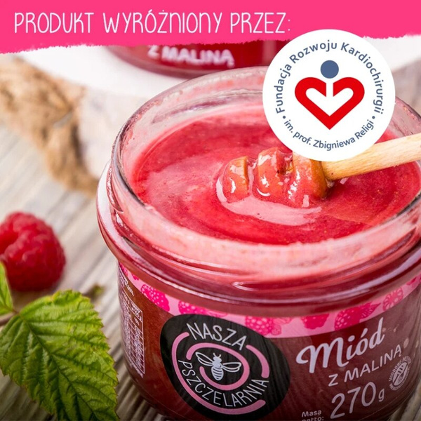 Miód z maliną Nasza Pszczelarnia 270g