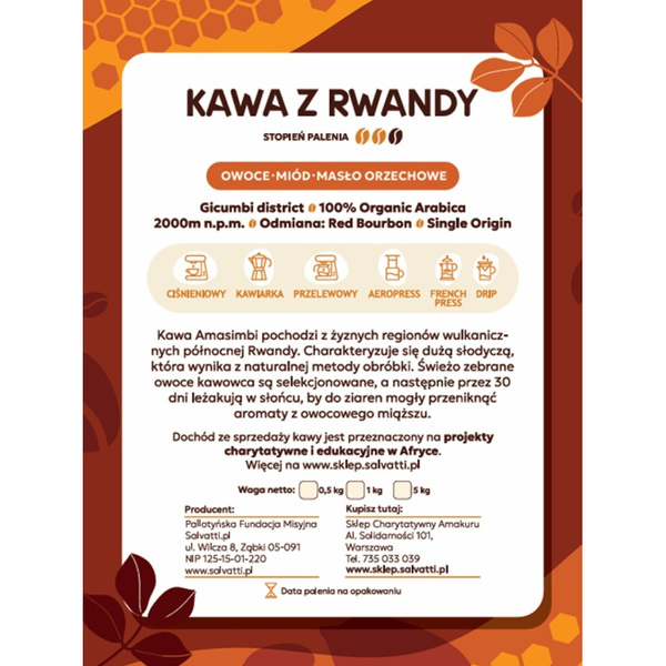 Kawa ziarnista Salvatti Rwanda Amasimbi 1kg